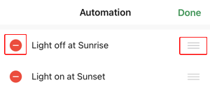 Scene Automation screen